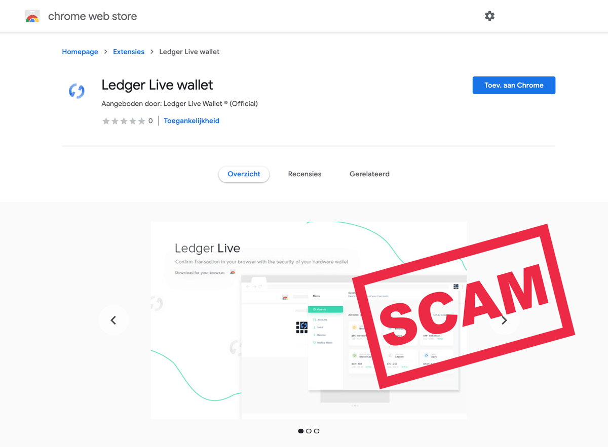 BEWARE: A Fake 'Ledger Live' Chrome Extension Wants to Steal Your Crypto Passphrase