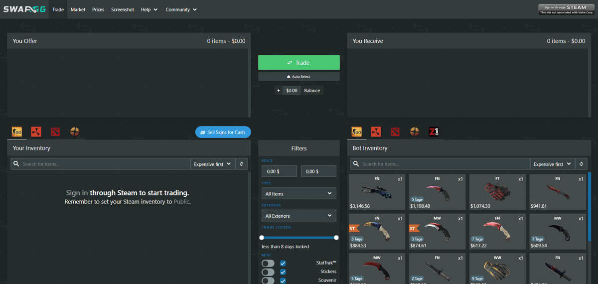 Trade CS2 (CSGO), RUST, TF2 Skins - Buy & Sell | ecobt.ru