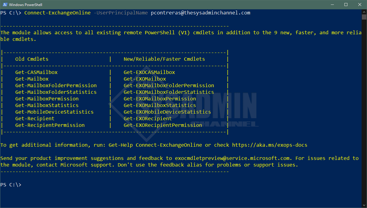 Meetio - Connect to Exchange Online using Powershell