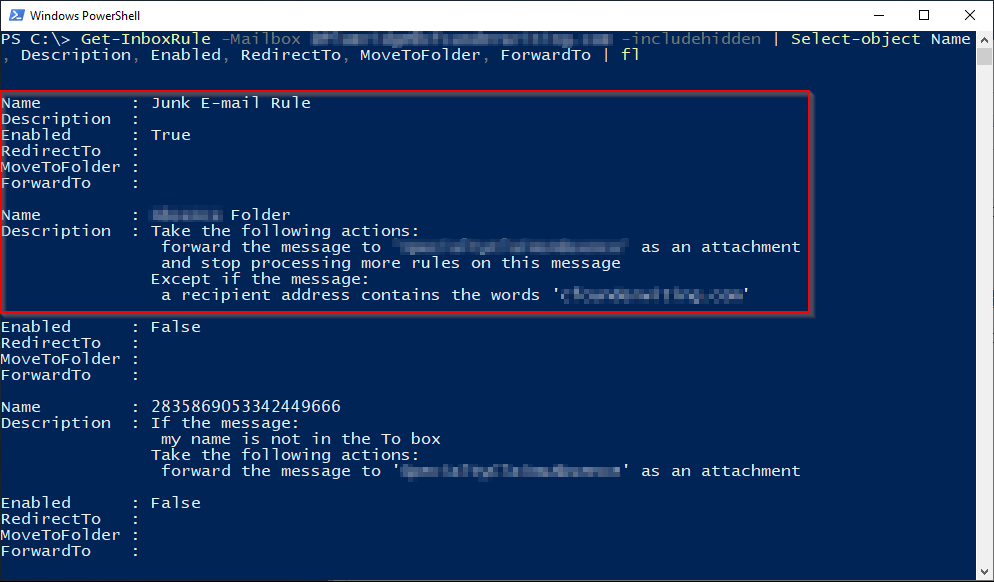 How To Get Mailbox Forwarding Rules With Powershell in Exchange Online