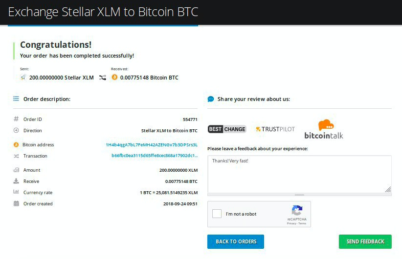 Exchange Stellar (XLM) to Bitcoin LN (BTC)  where is the best exchange rate?