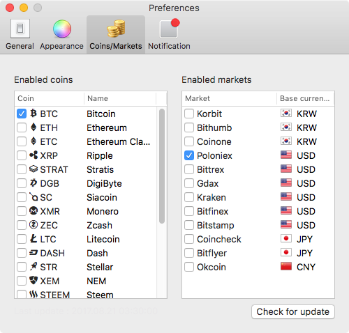 Cryptocurrency in your macOS menu bar