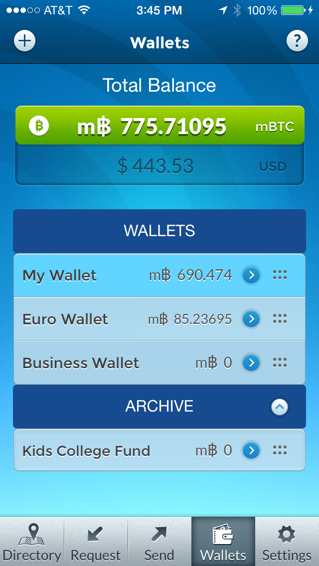 Airbitz Bitcoin Wallet - Mobile - iOS - Choose your wallet - Bitcoin