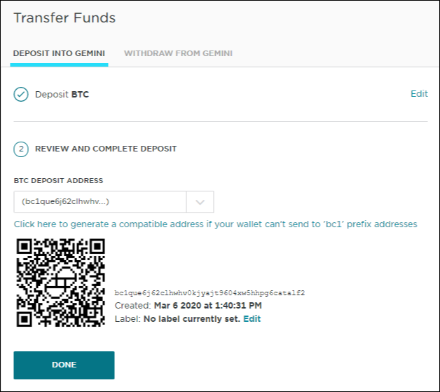 Transfer Fee Schedule | Gemini