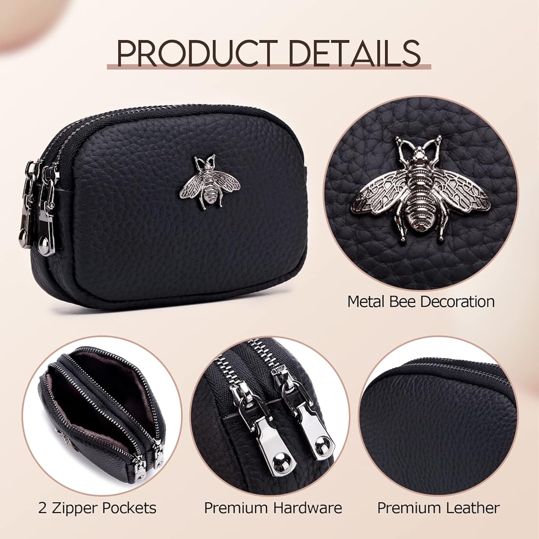 imeetu Women Leather Coin Purse, Small 2 Zippered Nigeria | Ubuy