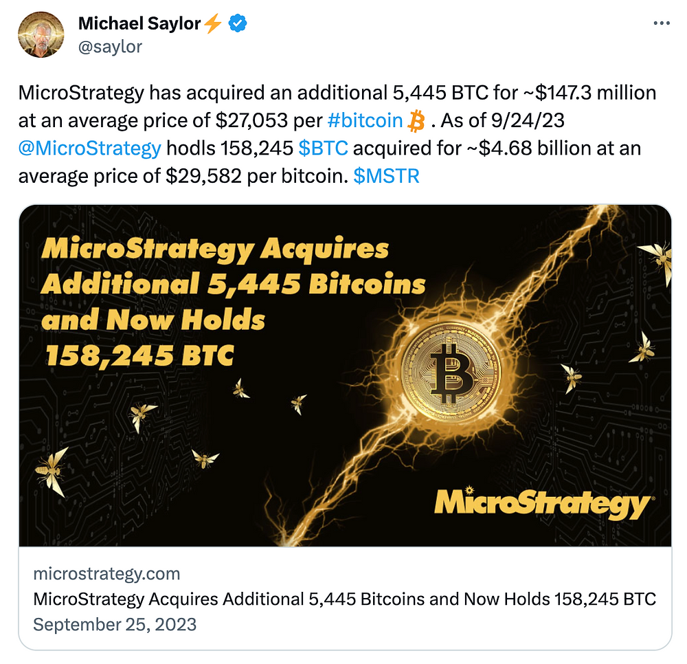 MicroStrategy buys bitcoin worth $ mln ahead of SEC's spot ETF decision | Reuters