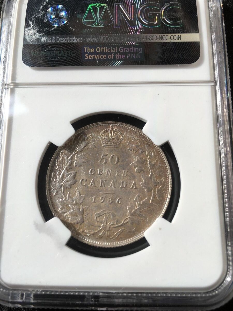 Canada George VI /7 Silver 50 Cents Straight 7 MS61 NGC | Ngc, Canadian coins, Silver coins