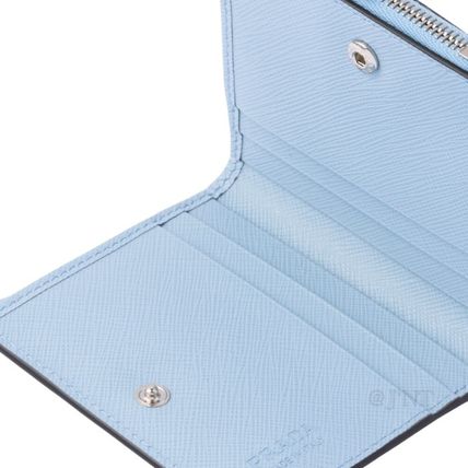 Prada Blue Saffiano Leather Bi-Fold Compact Wallet - Yoogi's Closet