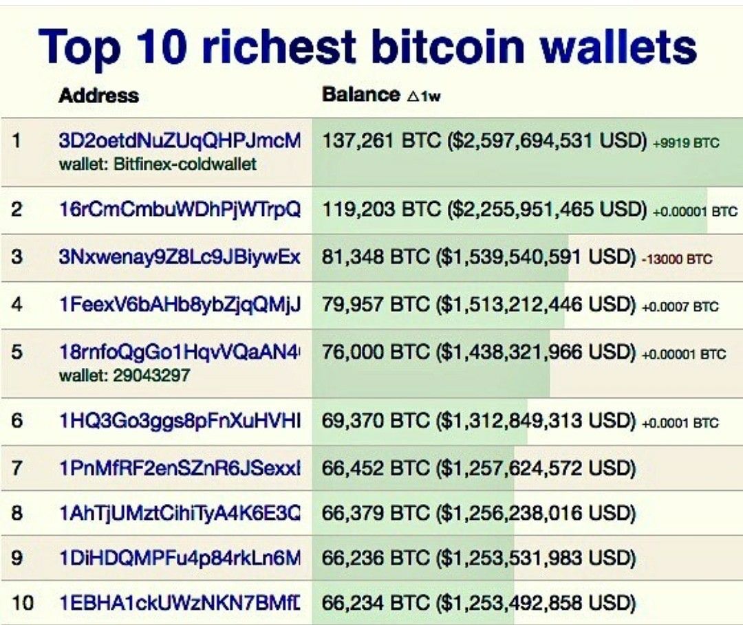 Top Richest Bitcoin Addresses and Bitcoin distribution