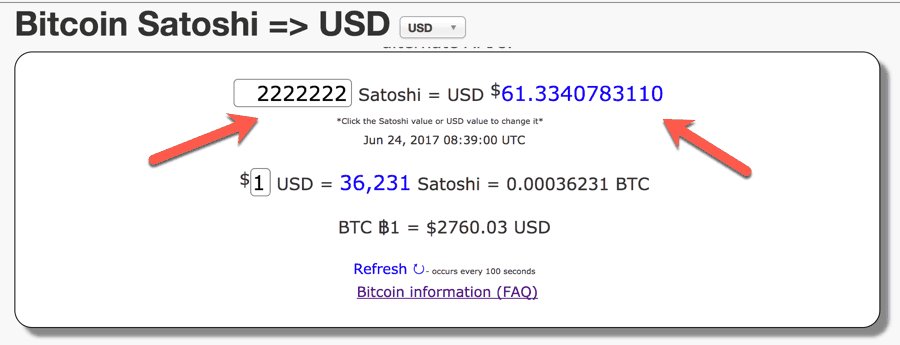 Convert Satoshi to USD and Bitcoin(BTC) - Defiadda