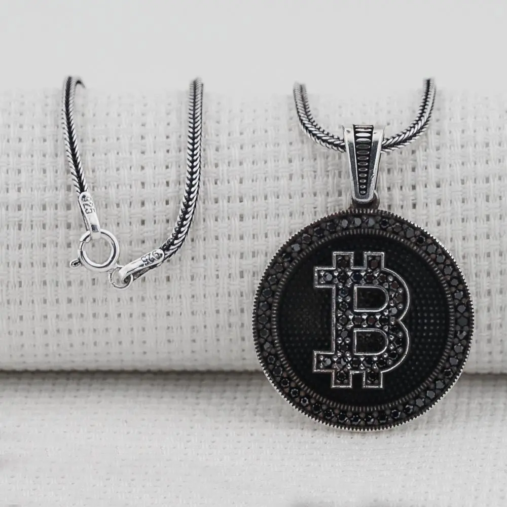 Silver Bitcoin Pendant Necklace | Classy Men Collection