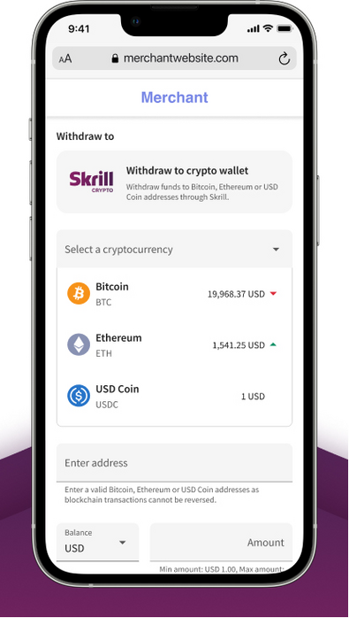 Retrait de cryptomonnaies | Retrait en Bitcoin | Skrill