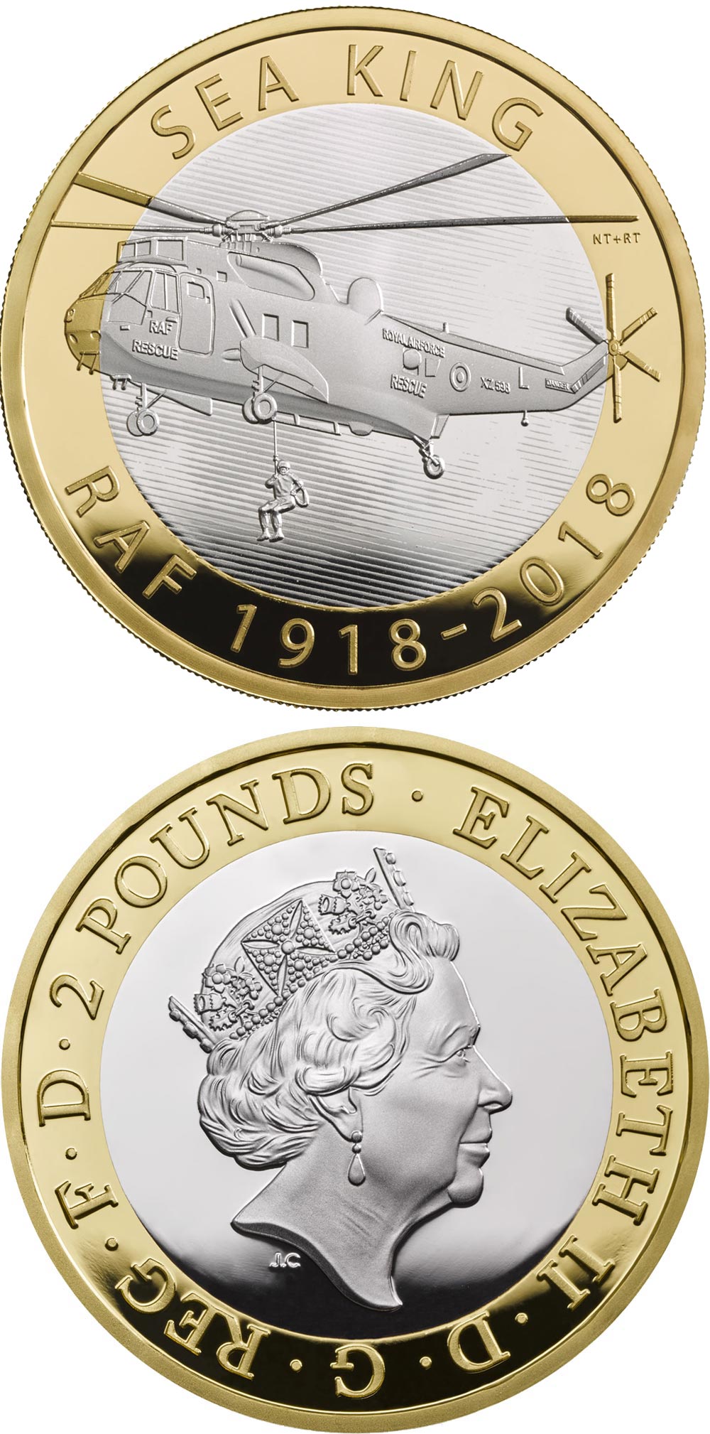 RAF Sea King Queen Elizabeth II £2 Coin - Mintage: Not entered general circulation
